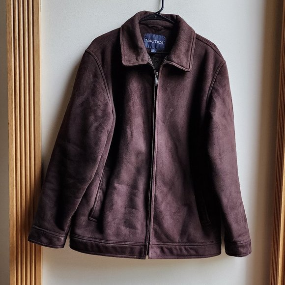 Nautica Brown Faux Micro-Suede Winter Coat Size Large - Picture 6 of 16